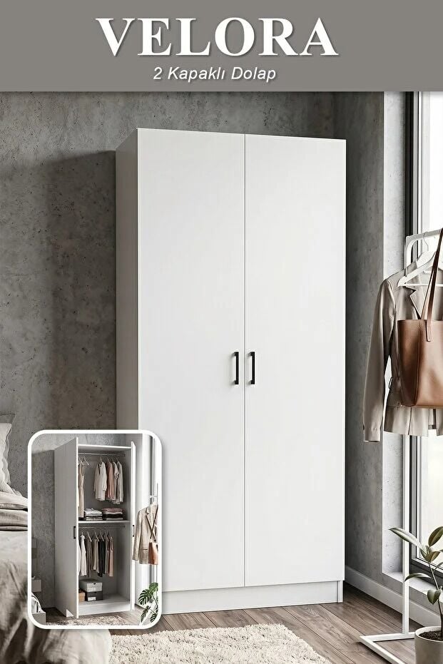 Velora Gardrop Askılı Elbise Dolabı Raflı Elbise Dolabı