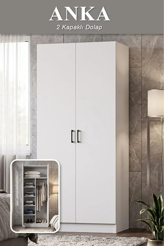 Anka Gardrop Askılı Elbise Dolabı Raflı Elbise Dolabı