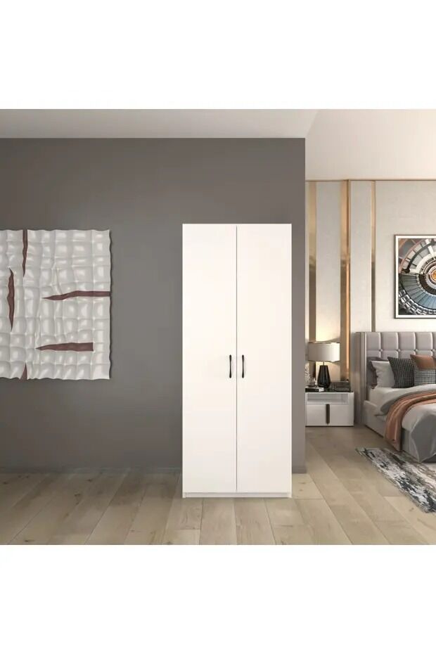 2 Kapaklı 5 Katlı Elbise Dolabı Çok Amaçlı Dolap