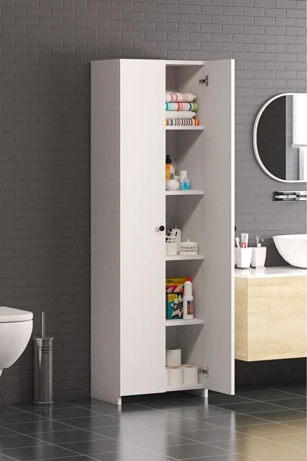 Banyo Dolabı Mutfak Dolabı Kiler Dolabı Mutfak Rafı 5 katlı Kapaklı Dolap Çok Amaçlı Dolap
