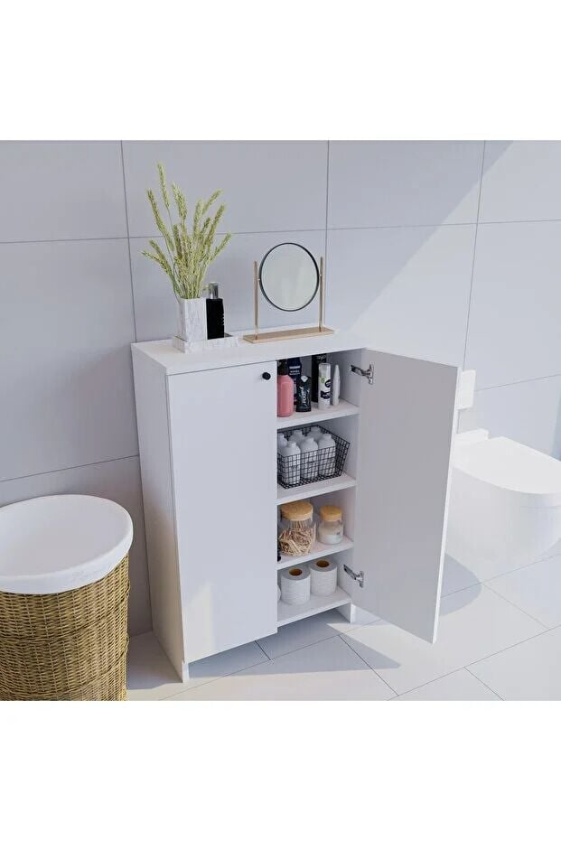 Banyo Düzenleyici Mutfak Rafı Banyo Dolabı Çok Amaçlı Dolap 5 Katlı Mutfak Düzenleyici Banyo Beyaz